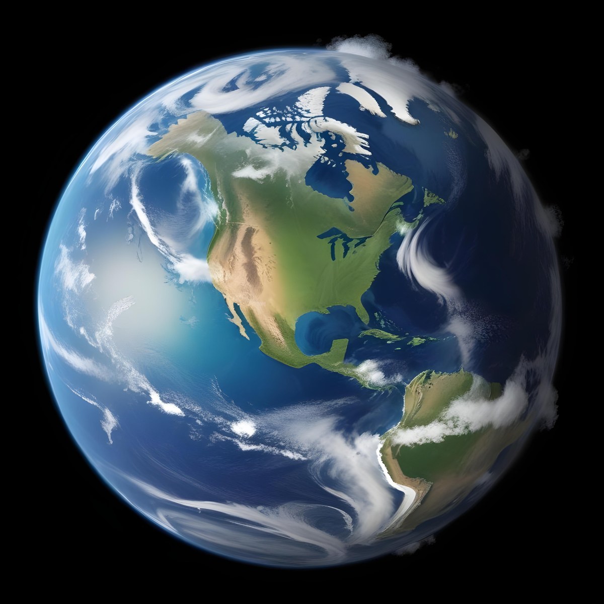Planet Earth With Visible Continents Oceans And Cloud Formations Showcasing North America Prominently Set Against A Dark Space Background 7 Ee89
