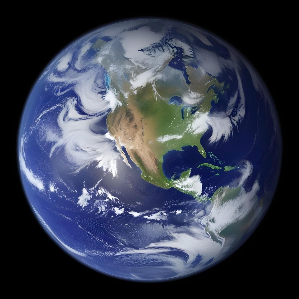 Planet Earth With Visible Continents Oceans And Cloud Formations Showcasing North America Prominently Set Against A Dark Space Background 8 6861
