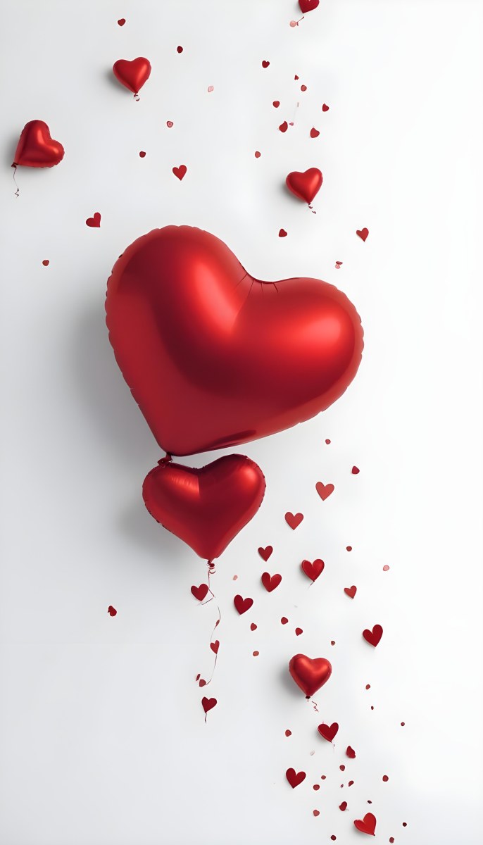 Red Heart Shaped Balloons Floating Against A Gray Background Creating A Romantic And Festive Atmosphere 19 6cc8