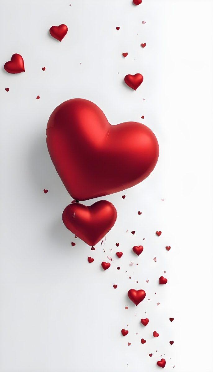 Red Heart Shaped Balloons Floating Against A Gray Background Creating A Romantic And Festive Atmosphere 22 E18a