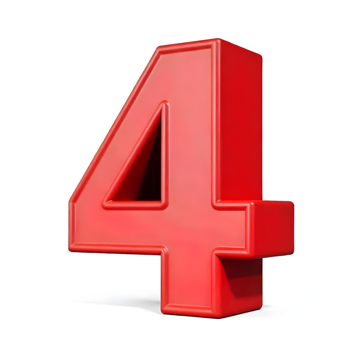 Red Number Four With A 3d Effect Standing Upright Casting A Small Shadow On A Plain White Background Simple And Clean Design 28 41d8