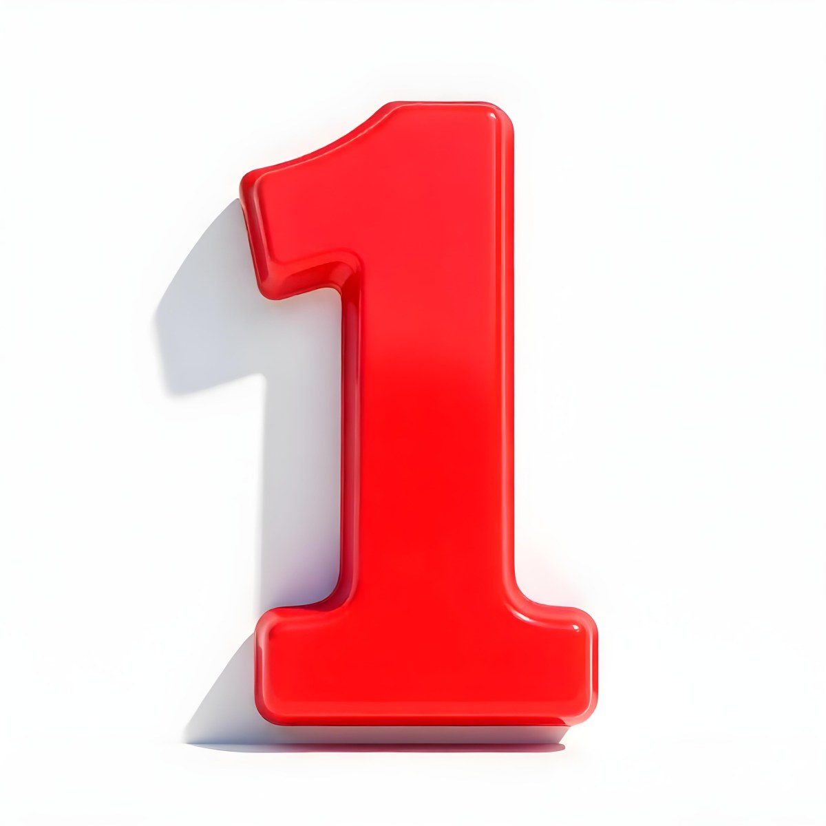 Red Number One With A Thick Border Casting A Shadow On A White Background Simple And Clean Design Educational Resource Vibrant Color 13 6b49