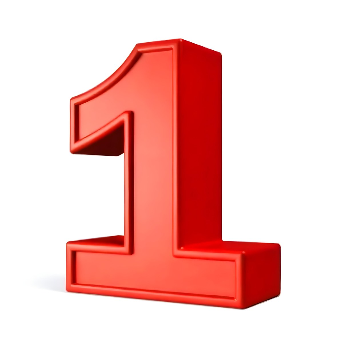 Red Number One With A Thick Border Casting A Shadow On A White Background Simple And Clean Design Educational Resource Vibrant Color 14 A7a7
