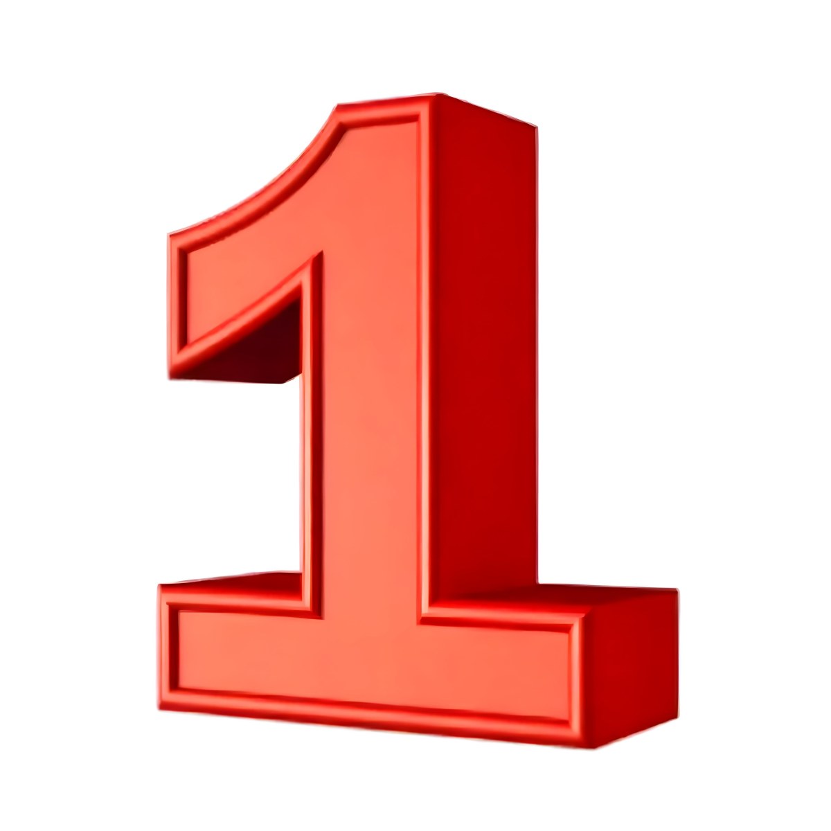 Red Number One With A Thick Border Casting A Shadow On A White Background Simple And Clean Design Educational Resource Vibrant Color 15 A643