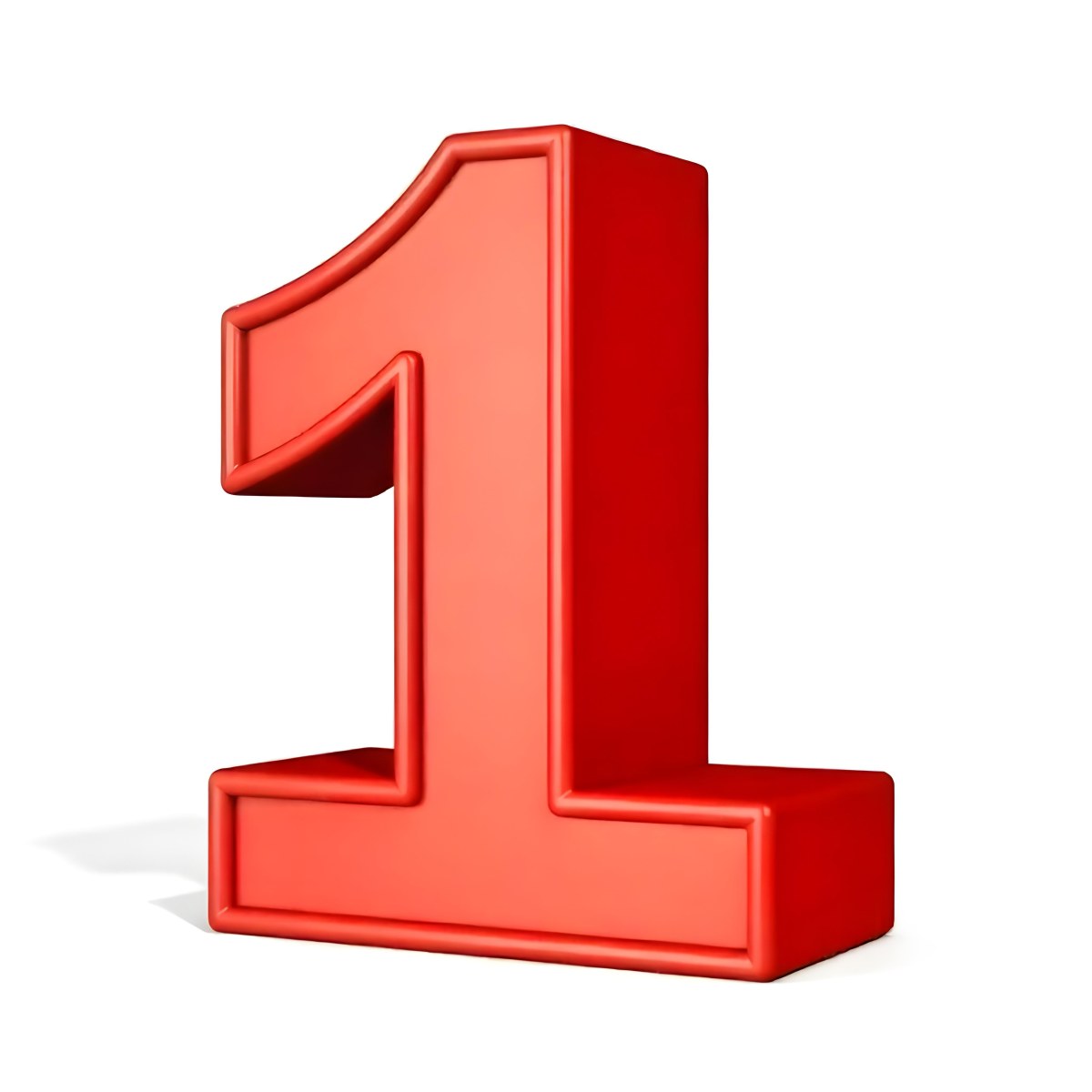 Red Number One With A Thick Border Casting A Shadow On A White Background Simple And Clean Design Educational Resource Vibrant Color 16 86b2