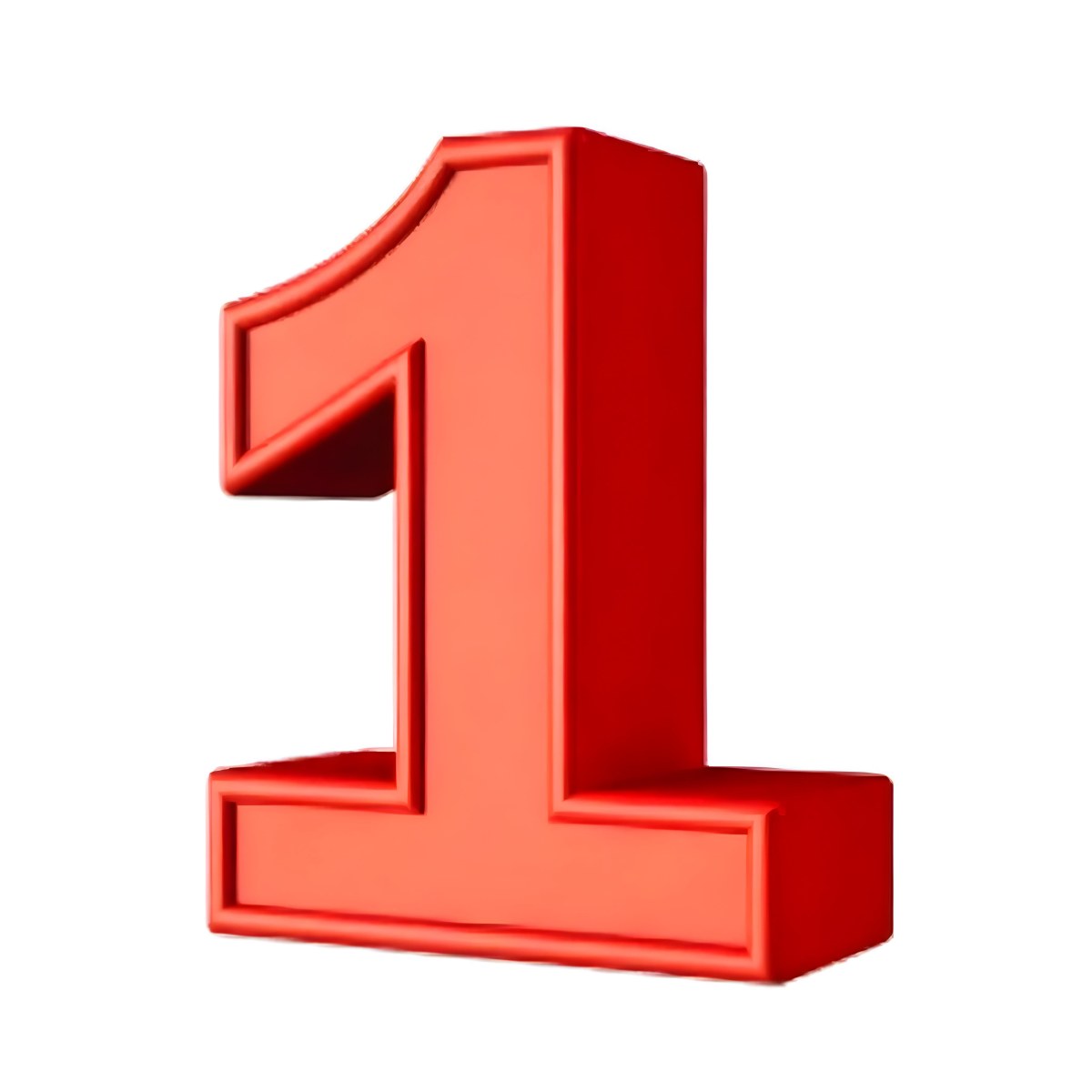 Red Number One With A Thick Border Casting A Shadow On A White Background Simple And Clean Design Educational Resource Vibrant Color 19 90b2