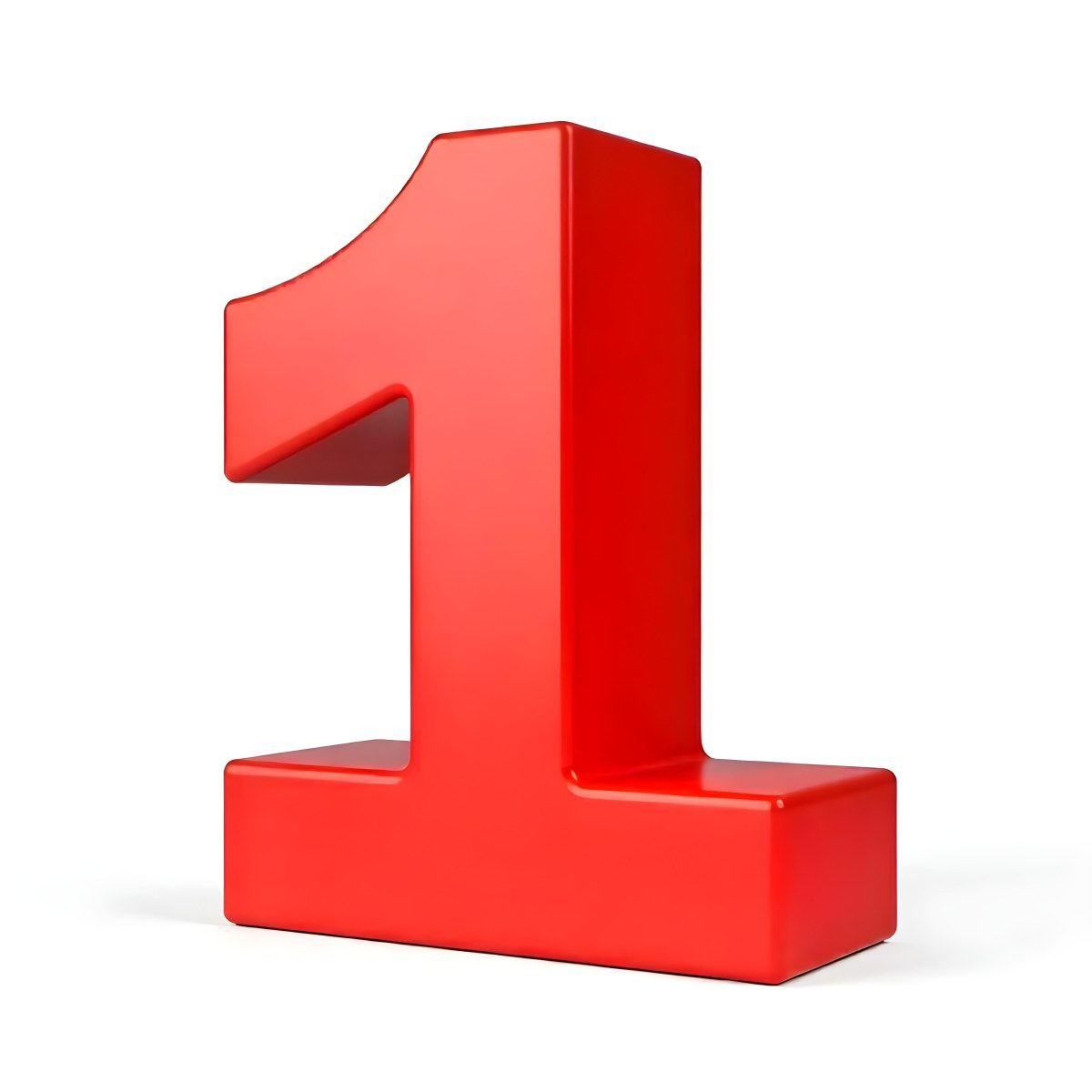Red Number One With A Thick Border Casting A Shadow On A White Background Simple And Clean Design Educational Resource Vibrant Color 3 0f62