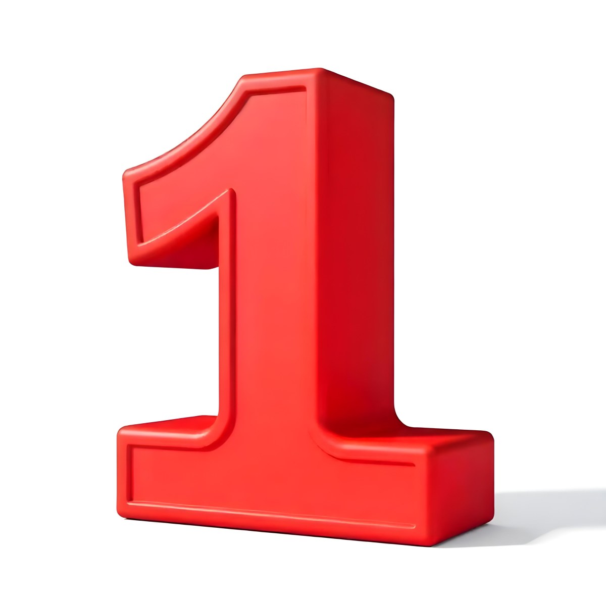 Red Number One With A Thick Border Casting A Shadow On A White Background Simple And Clean Design Educational Resource Vibrant Color 5 B83f