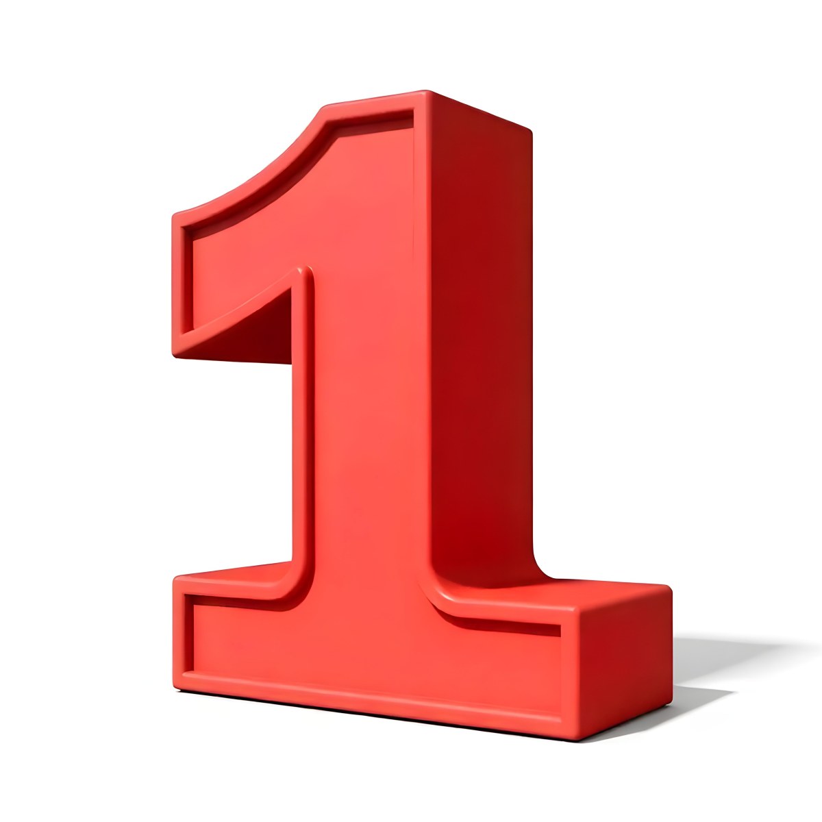 Red Number One With A Thick Border Casting A Shadow On A White Background Simple And Clean Design Educational Resource Vibrant Color 7 10dc
