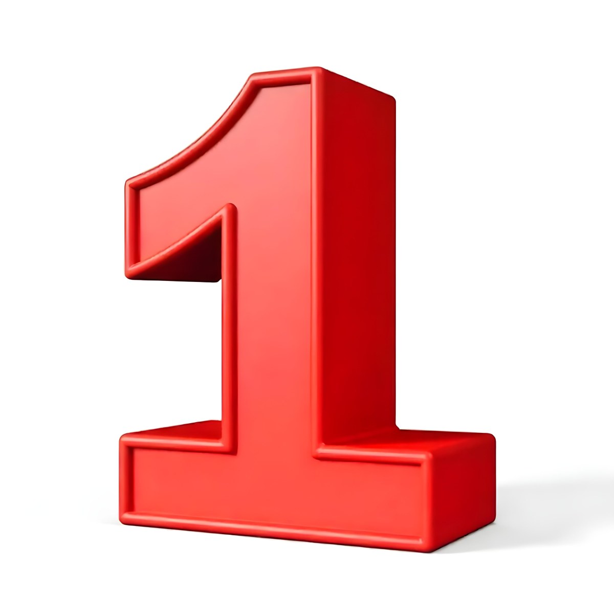 Red Number One With A Thick Border Casting A Shadow On A White Background Simple And Clean Design Educational Resource Vibrant Color 9 Cdc3