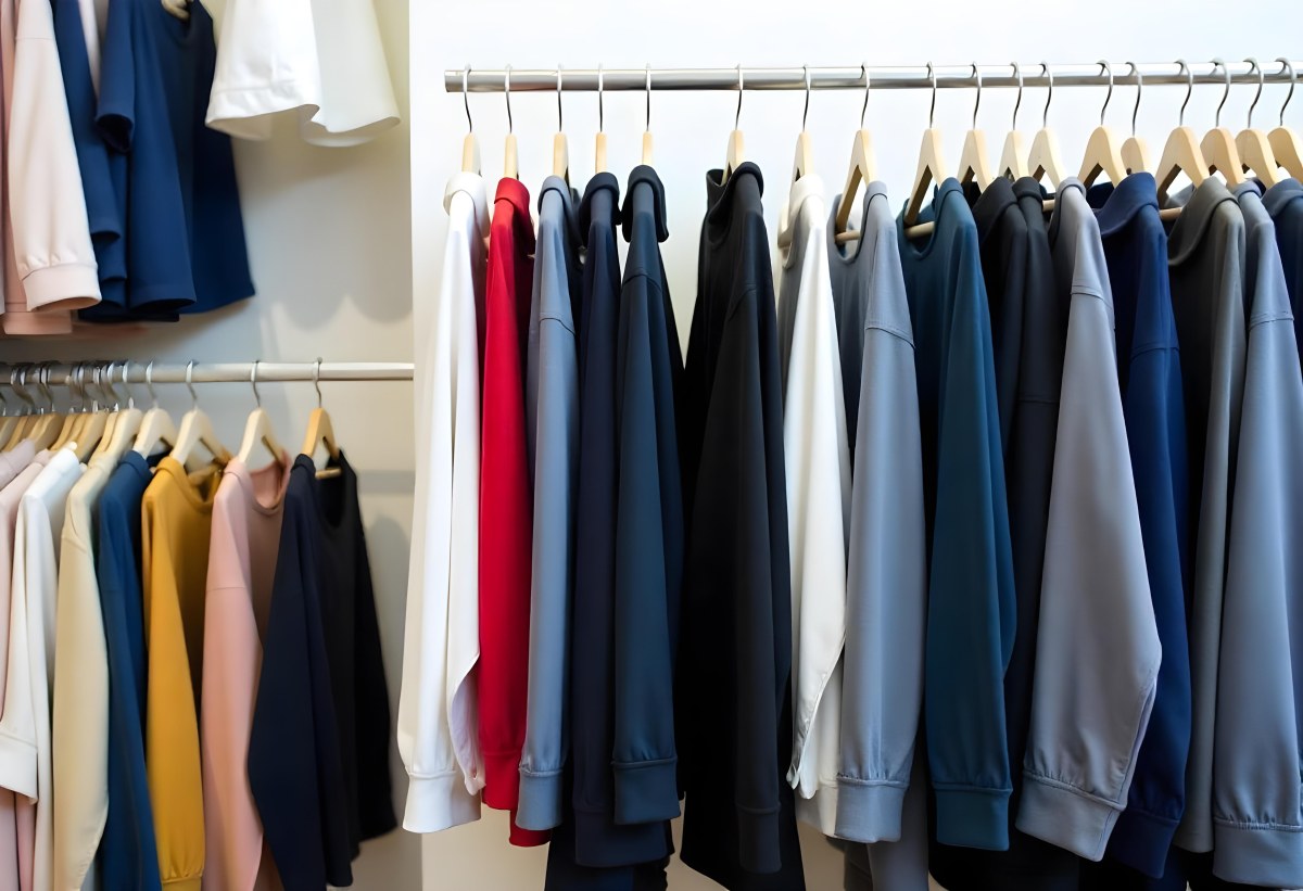 Rows Of Colorful Shirts And Jackets Hanging On A Clothing Rack In A Store Or Boutique 12 00ec
