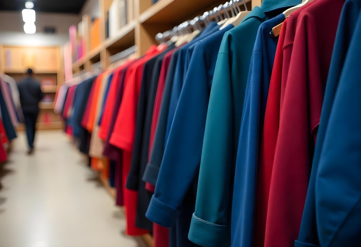 Rows Of Colorful Shirts And Jackets Hanging On A Clothing Rack In A Store Or Boutique 2 Ce20