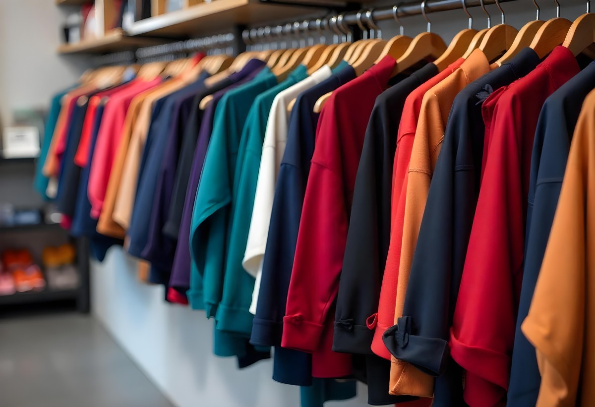 Rows Of Colorful Shirts And Jackets Hanging On A Clothing Rack In A Store Or Boutique 3 0205