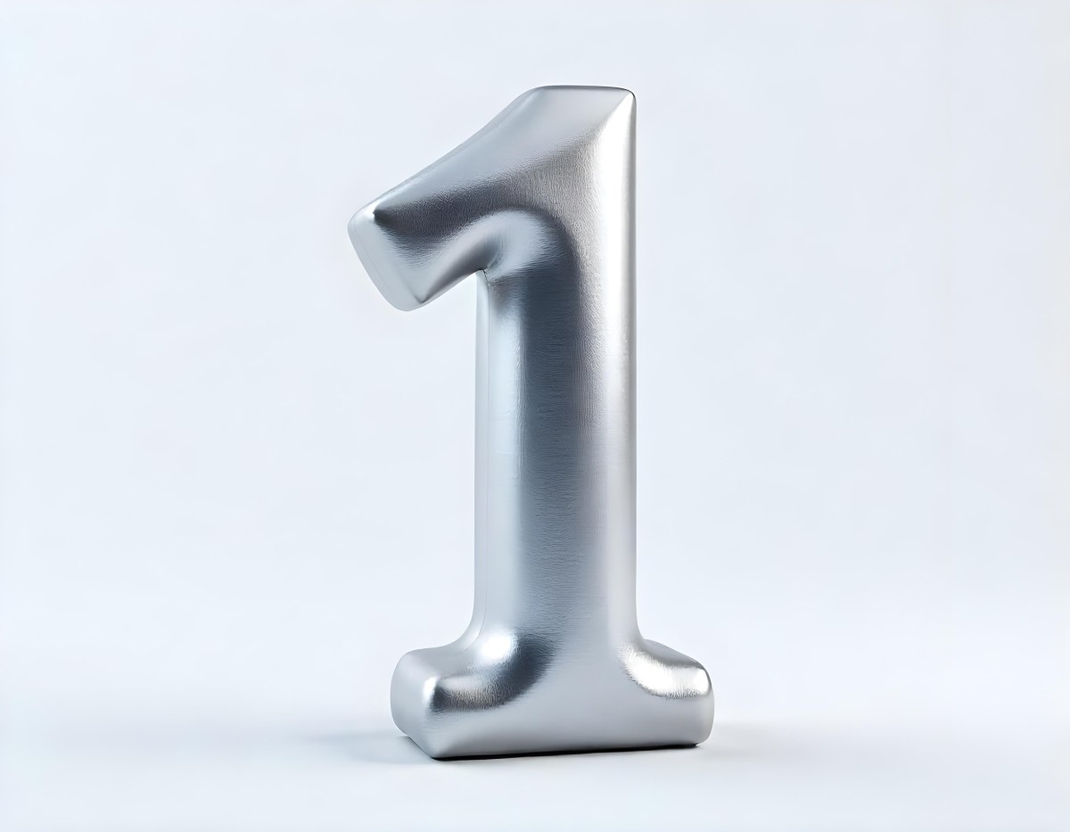 Silver Number One On A White Background 24 4f0b