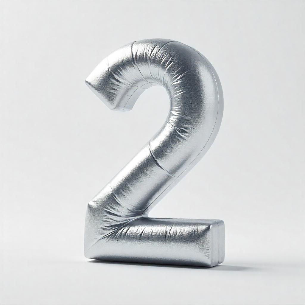 Silver Number Two With A Metallic Texture Casting A Soft Shadow On A White Surface Simple And Clean Design Studio Lighting 6 05ee