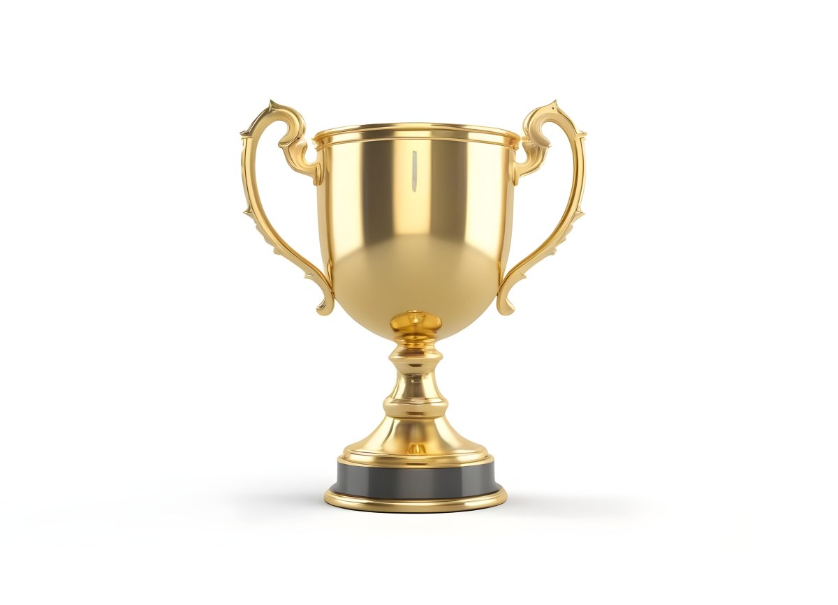 The Style Is 3d Model With Octane Render Volumetric Highly Detailed For Videogame Design A Golden Trophy With Two Handles On A White Background The Trophy Is Shiny And Reflective The Base Is Round And The Cup Is Wid 29 2adc