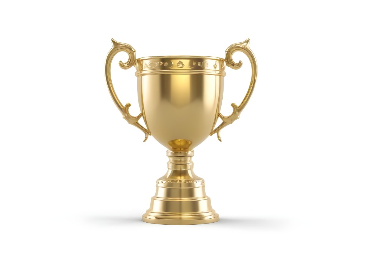 The Style Is 3d Model With Octane Render Volumetric Highly Detailed For Videogame Design A Golden Trophy With Two Handles On A White Background The Trophy Is Shiny And Reflective The Base Is Round And The Cup Is Wid 32 6d8a