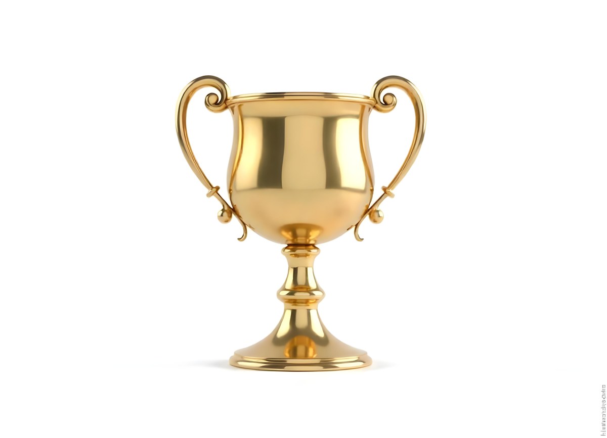 The Style Is 3d Model With Octane Render Volumetric Highly Detailed For Videogame Design A Golden Trophy With Two Handles On A White Background The Trophy Is Shiny And Reflective The Base Is Round And The Cup Is Wid 5 254a