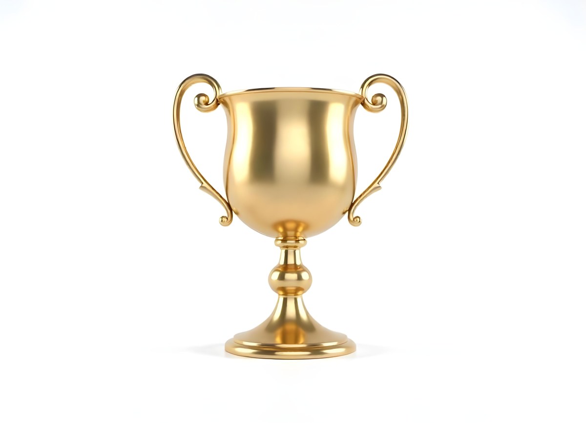 The Style Is 3d Model With Octane Render Volumetric Highly Detailed For Videogame Design A Golden Trophy With Two Handles On A White Background The Trophy Is Shiny And Reflective The Base Is Round And The Cup Is Wid 7 978d