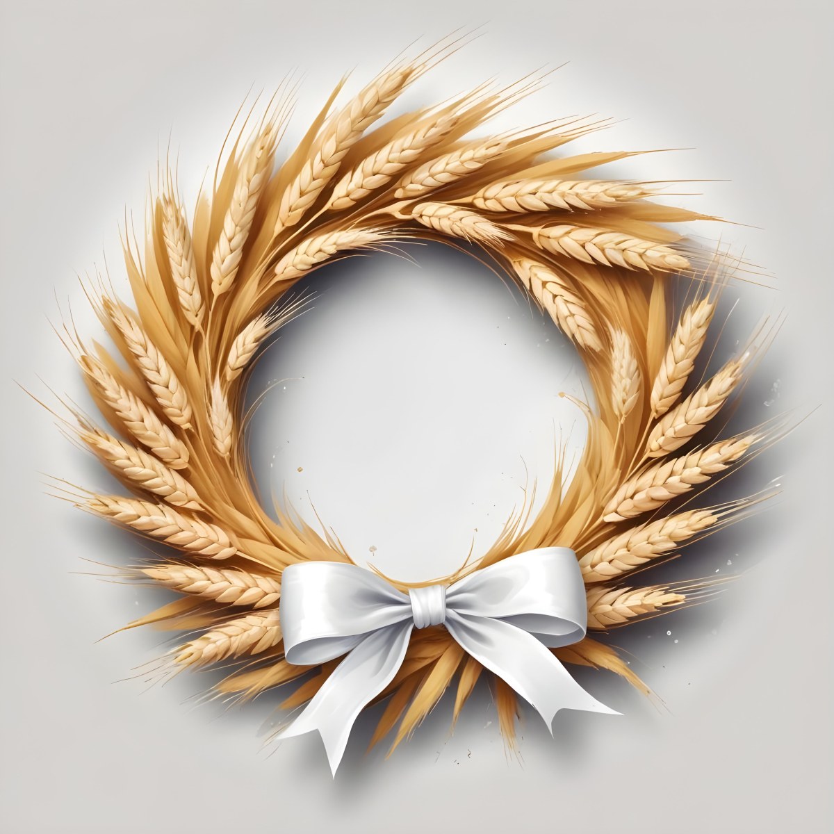 Wheat Wreath With A White Ribbon At The Bottom White Ears Arranged In A Circular Shape Isolated On A White Background 32 5986