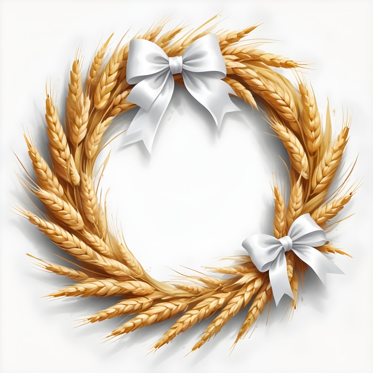 Wheat Wreath With A White Ribbon At The Bottom White Ears Arranged In A Circular Shape Isolated On A White Background 38 F523