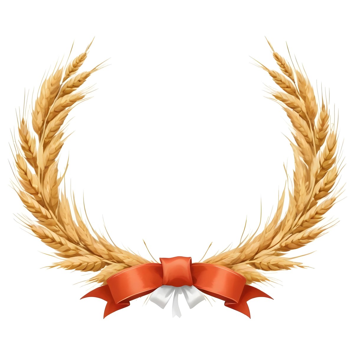 Wheat Wreath With A White Ribbon At The Bottom White Ears Arranged In A Circular Shape Isolated On A White Background 6 D3fc