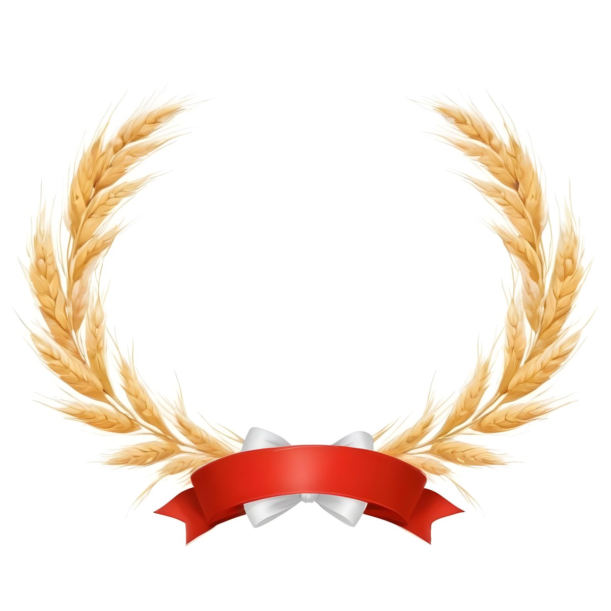 Wheat Wreath With A White Ribbon At The Bottom White Ears Arranged In A Circular Shape Isolated On A White Background 9 19ef