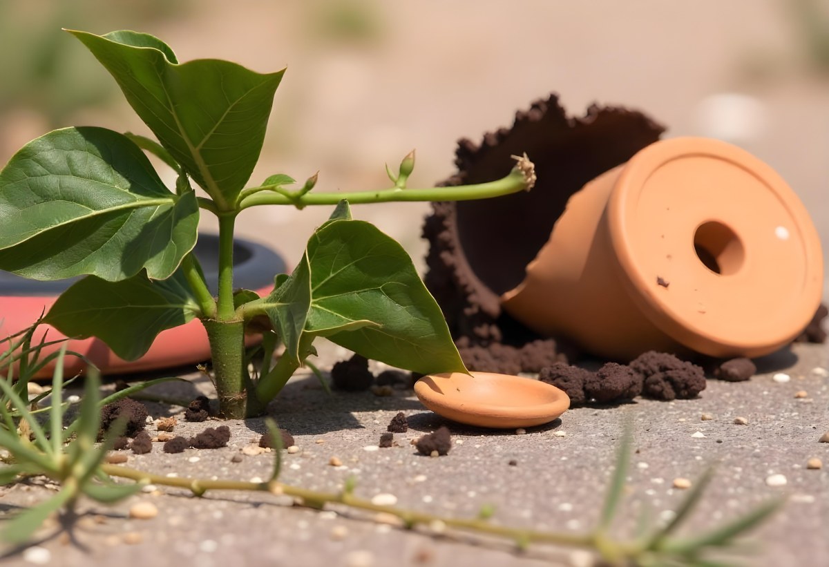 Young Green Plants Sprouting From Soil With A Broken Terracotta Pot In The Background 1 23dc