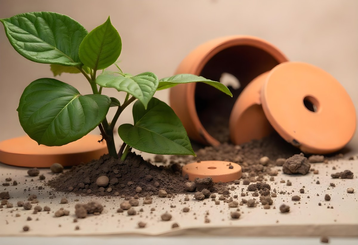 Young Green Plants Sprouting From Soil With A Broken Terracotta Pot In The Background 9 Da46
