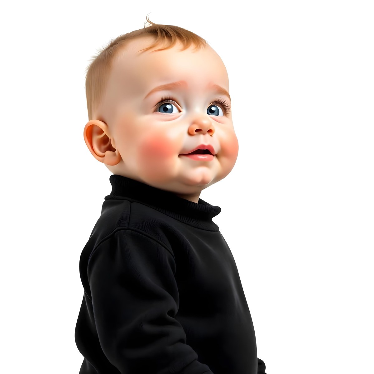 A 1 Year Old Caucasian Baby Girl With Black Hair And Brown Eyes Wearing A Black Sweater Smiling At The Camera 3 5ce8