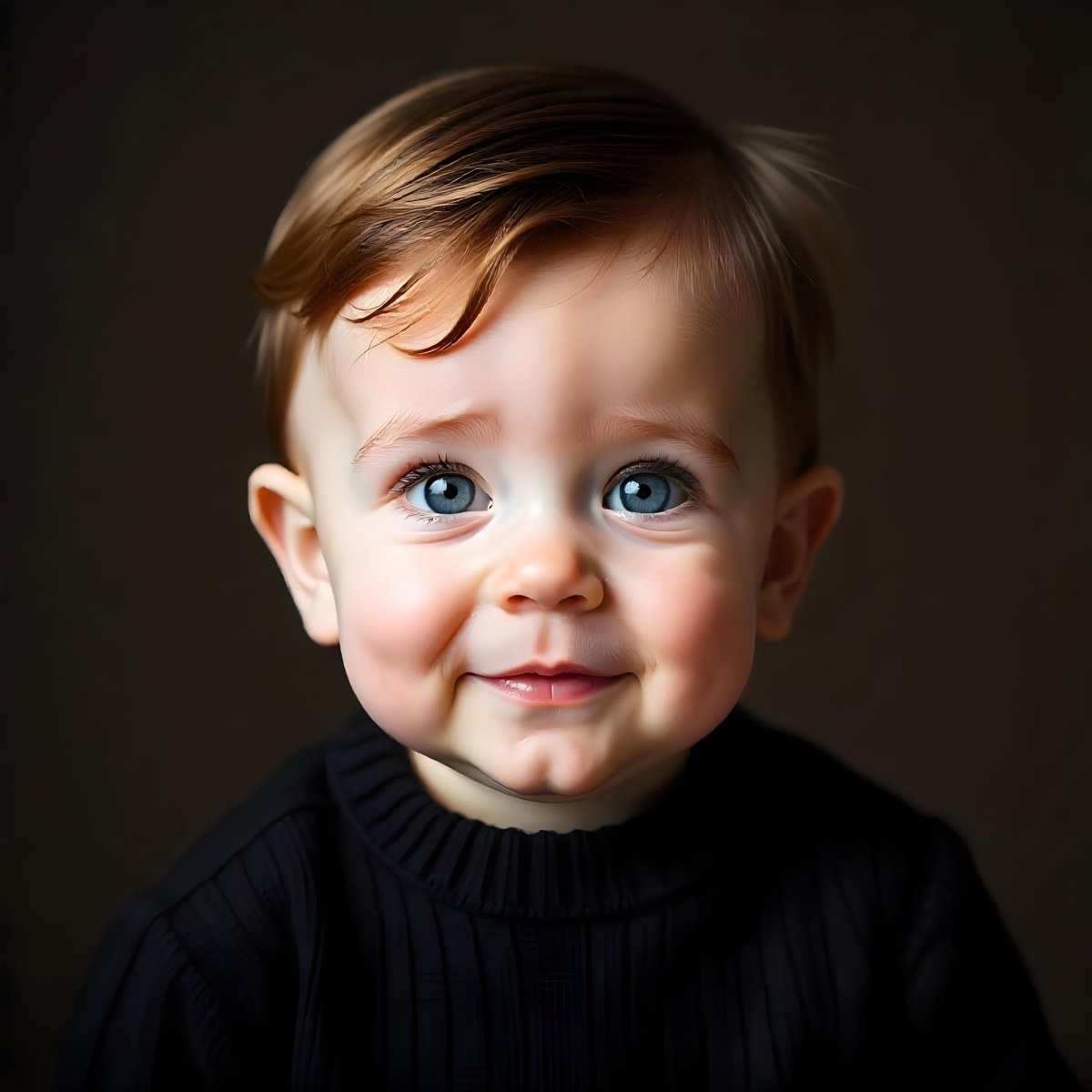A 1 Year Old Caucasian Baby Girl With Black Hair And Brown Eyes Wearing A Black Sweater Smiling At The Camera 4 10e7
