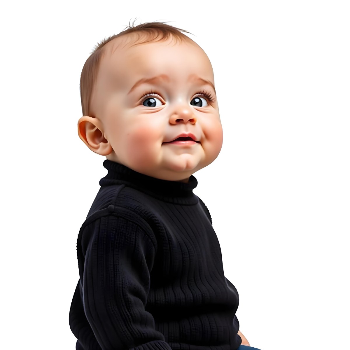 A 1 Year Old Caucasian Baby Girl With Black Hair And Brown Eyes Wearing A Black Sweater Smiling At The Camera 5 Ce31