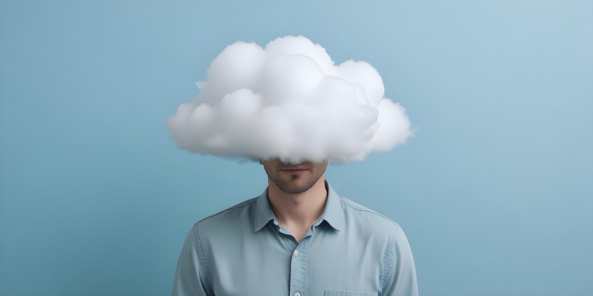 A 30 Year Old White Man With A Cloud Covering His Face Light Blue Background 5 56c2