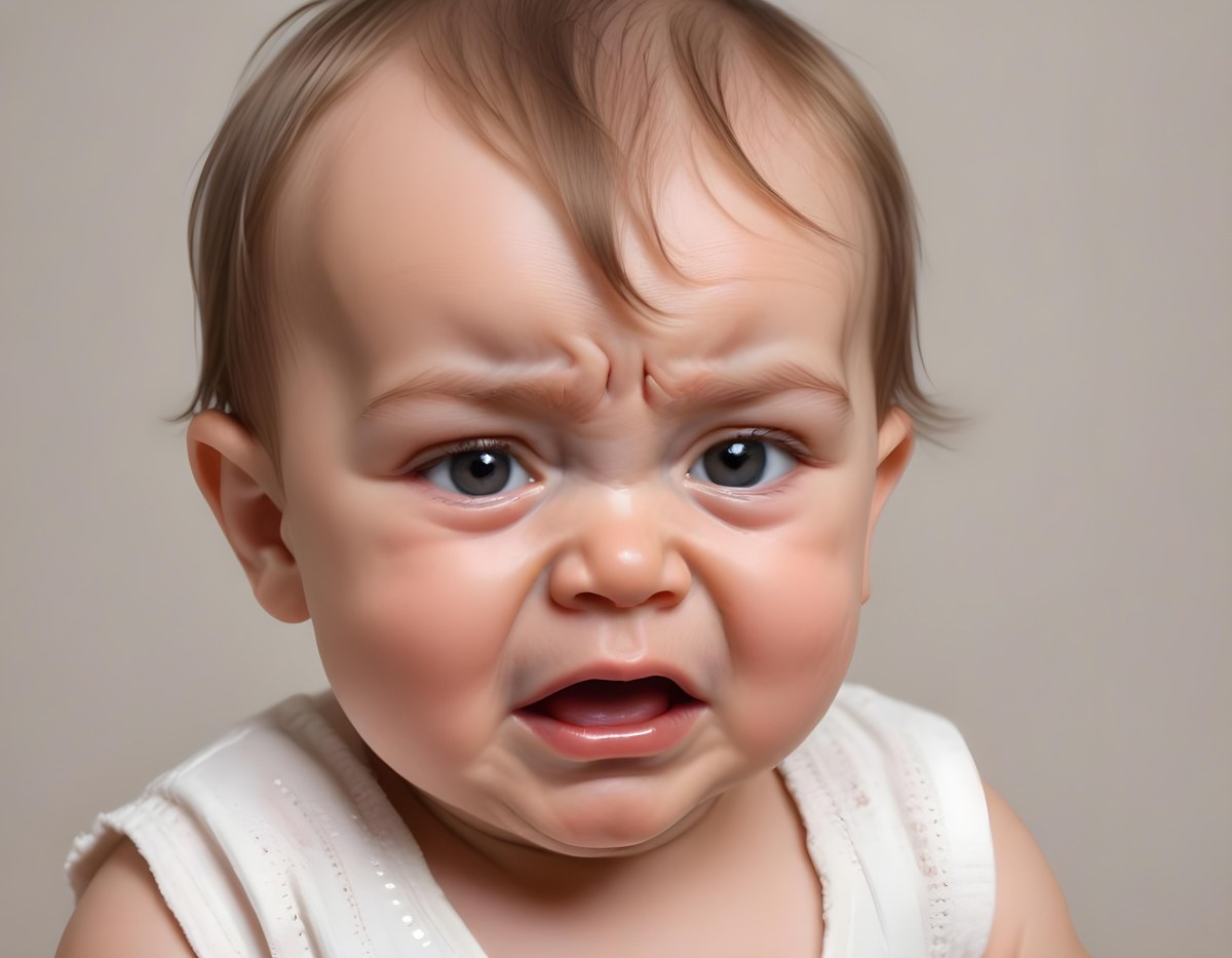A Caucasian Baby Approximately 1 Year Old With Short Light Brown Hair Crying Intensely The Baby Has A Distressed Expression With Tears Visible On The Cheeks The Background Is Plain And Light Colored 4 A4b5