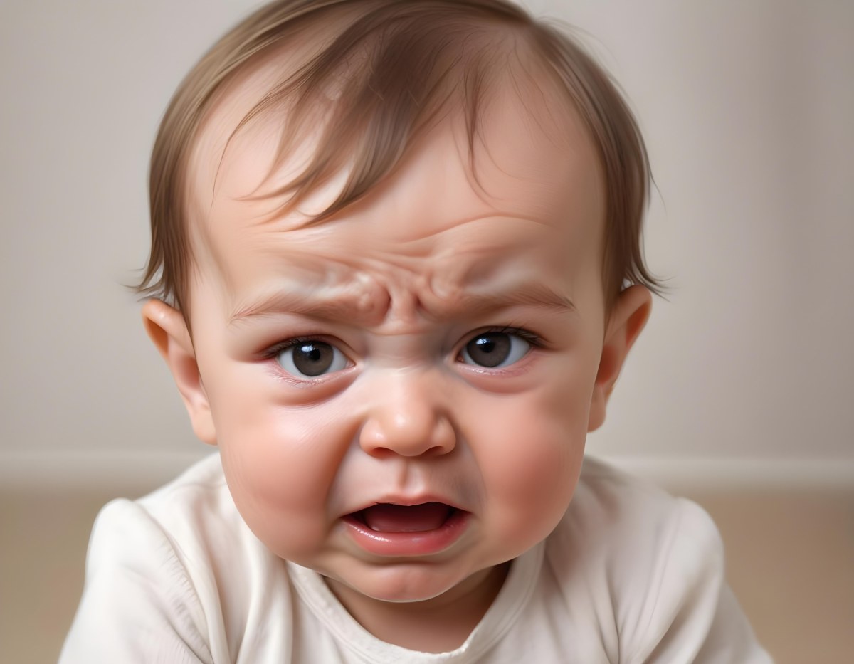 A Caucasian Baby Approximately 1 Year Old With Short Light Brown Hair Crying Intensely The Baby Has A Distressed Expression With Tears Visible On The Cheeks The Background Is Plain And Light Colored 6 Ee17