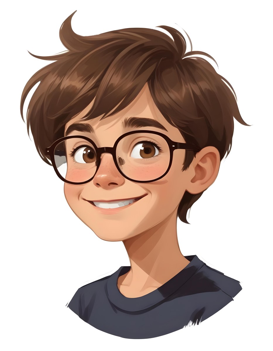 A Caucasian Boy With Brown Hair Wearing Glasses 12 Years Old Smiling In A White Background 2 2fa7