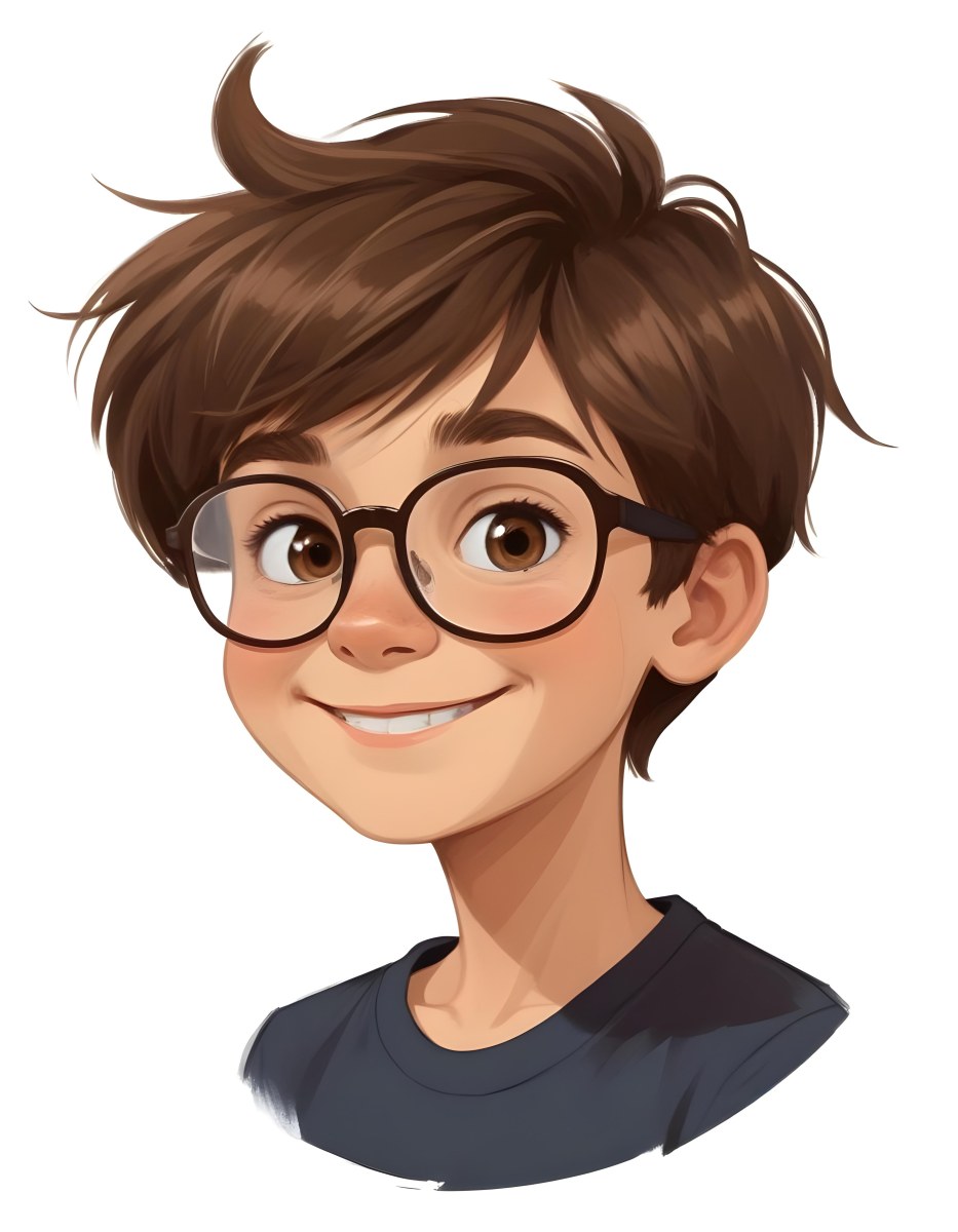 A Caucasian Boy With Brown Hair Wearing Glasses 12 Years Old Smiling In A White Background 32 5bdf