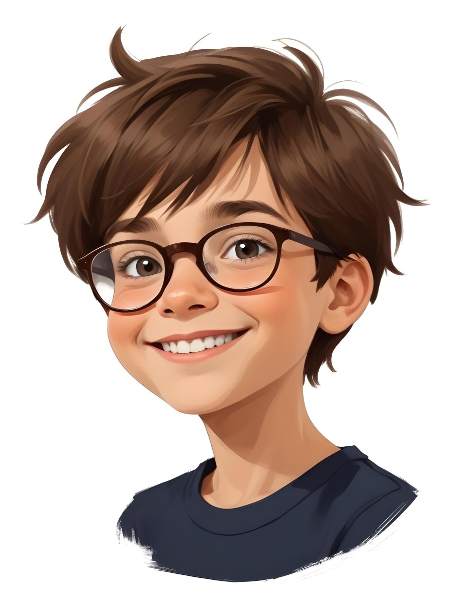 A Caucasian Boy With Brown Hair Wearing Glasses 12 Years Old Smiling In A White Background 36 92b2