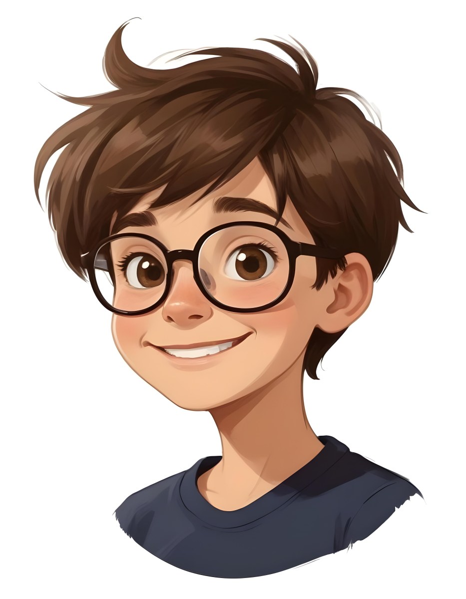 A Caucasian Boy With Brown Hair Wearing Glasses 12 Years Old Smiling In A White Background 37 A92e