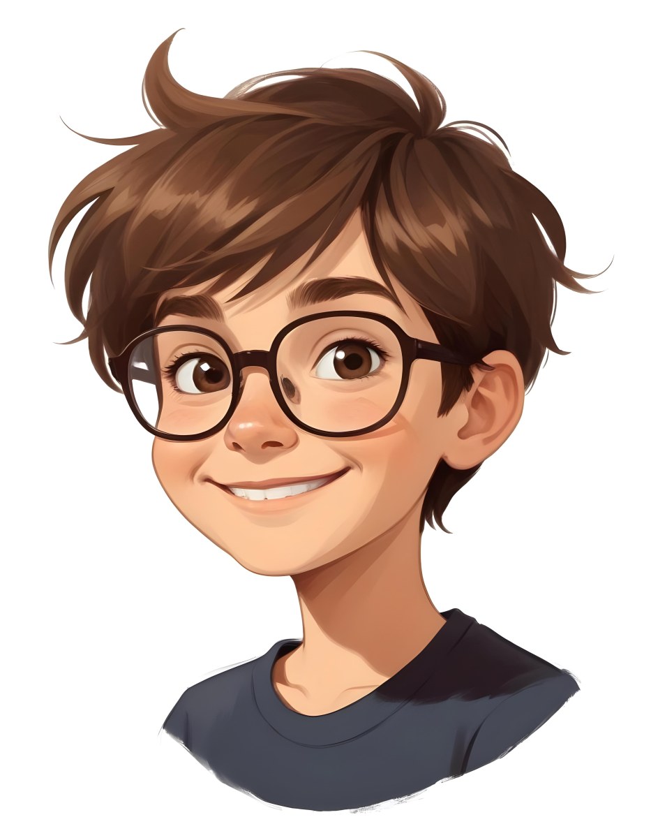A Caucasian Boy With Brown Hair Wearing Glasses 12 Years Old Smiling In A White Background 39 283f