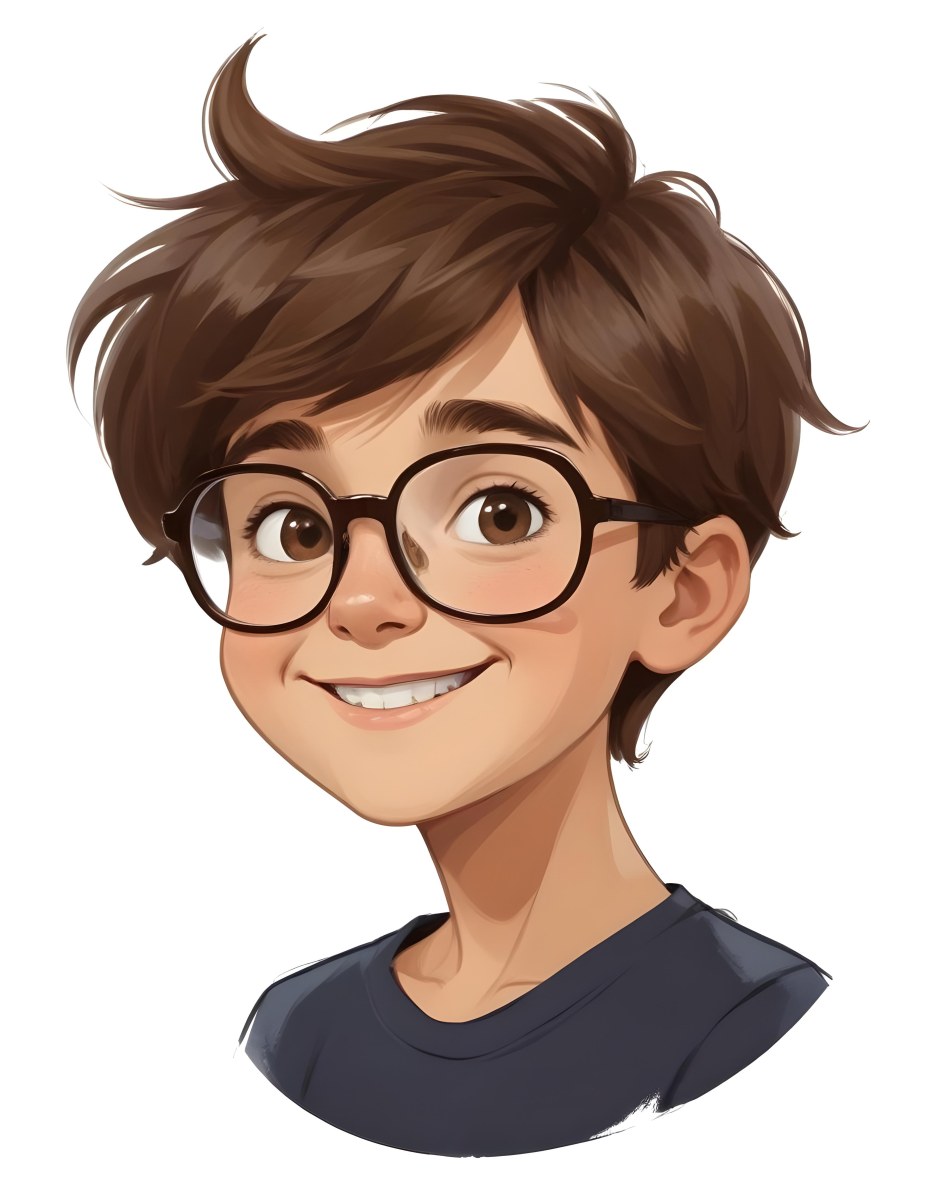 A Caucasian Boy With Brown Hair Wearing Glasses 12 Years Old Smiling In A White Background 4 2845