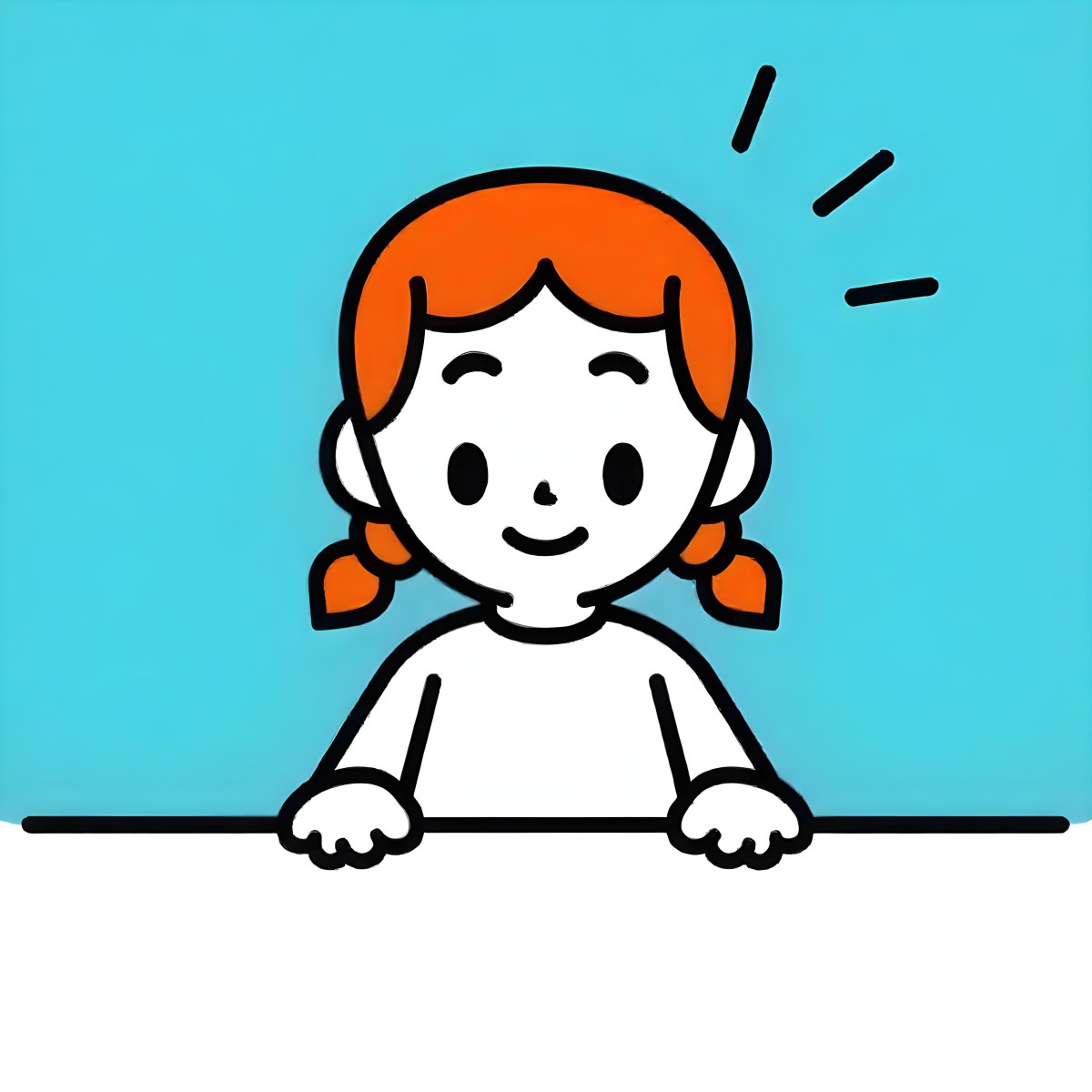 A White Girl 8 Years Old With Blue Hair In Pigtails Smiling Looking At The Viewer In Front Of A White Table And A Blue Background 36 A58c