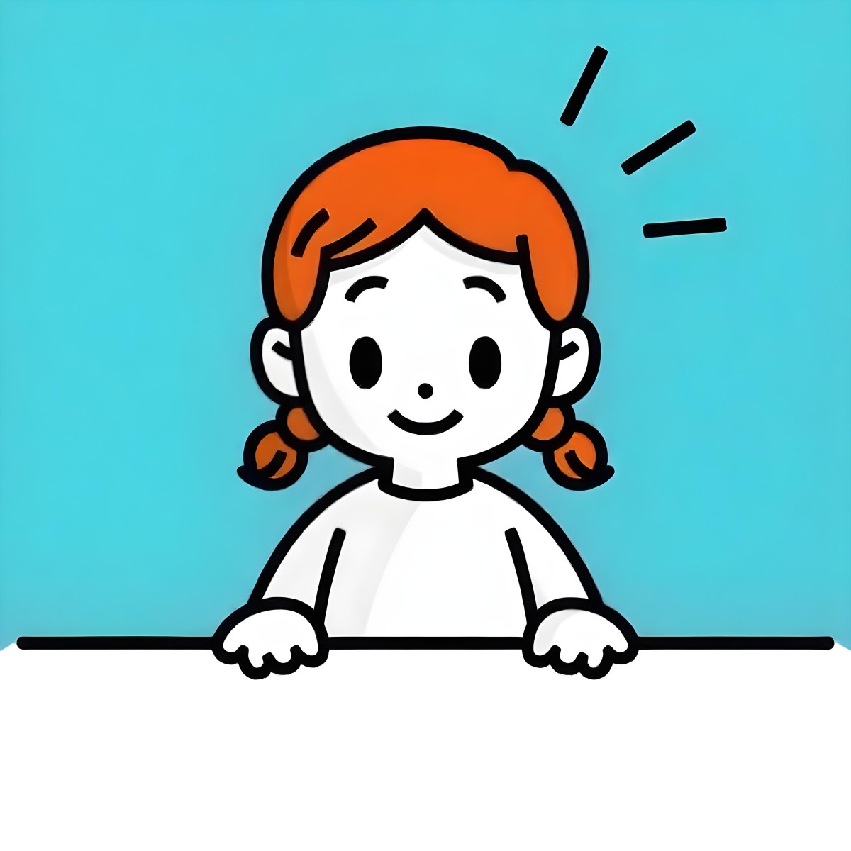 A White Girl 8 Years Old With Blue Hair In Pigtails Smiling Looking At The Viewer In Front Of A White Table And A Blue Background 5 B4e1