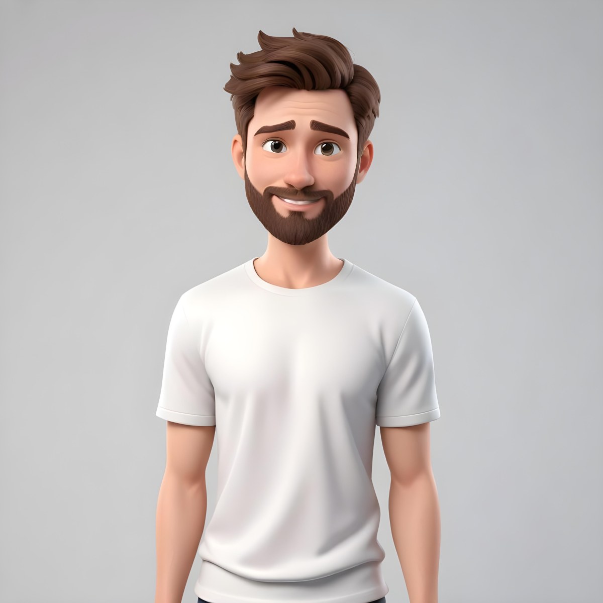A White Man 25 Years Old With Brown Hair And A Short Beard Wearing A White T Shirt In A White Background 49 2f42