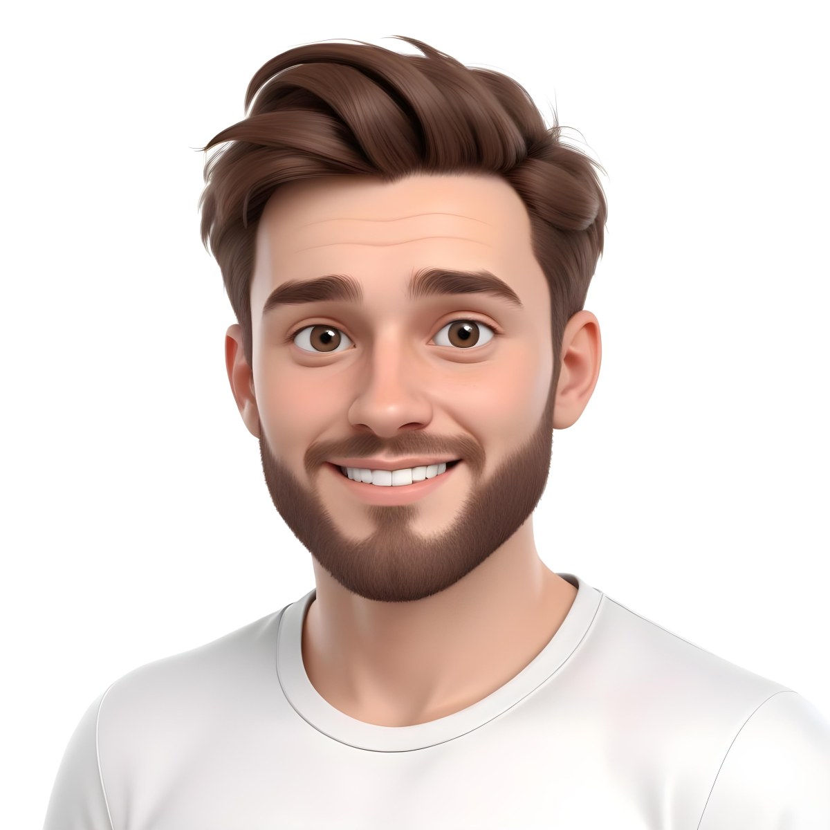 A White Man 25 Years Old With Brown Hair And A Short Beard Wearing A White T Shirt In A White Background 7 27a3