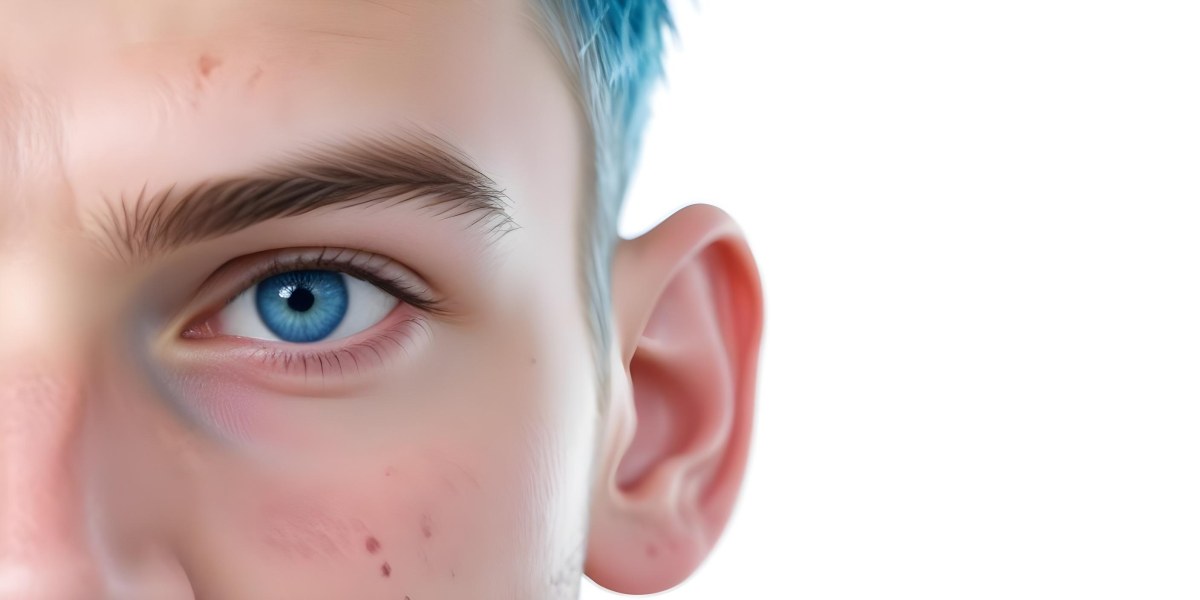 A White Man Age 25 With Blue Eyes And Short Blue Hair Close Up Of The Face White Background 5 2bbf