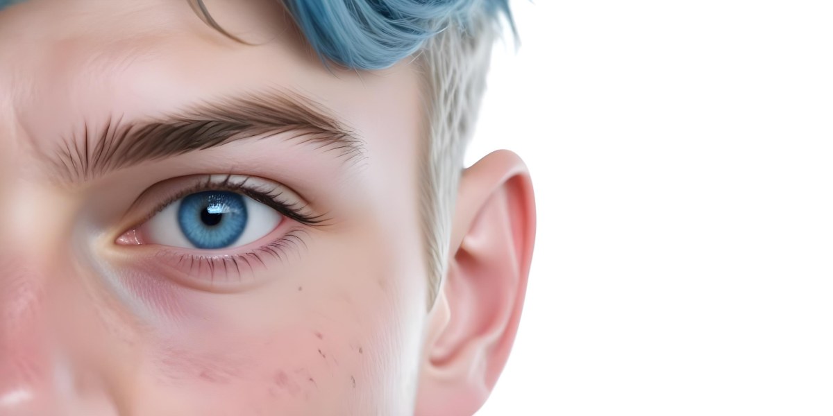 A White Man Age 25 With Blue Eyes And Short Blue Hair Close Up Of The Face White Background 8 E14b