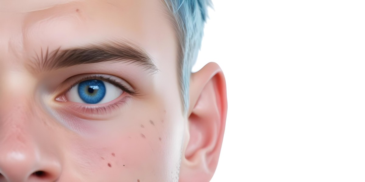 A White Man Age 25 With Blue Eyes And Short Blue Hair Close Up Of The Face White Background 9 726f