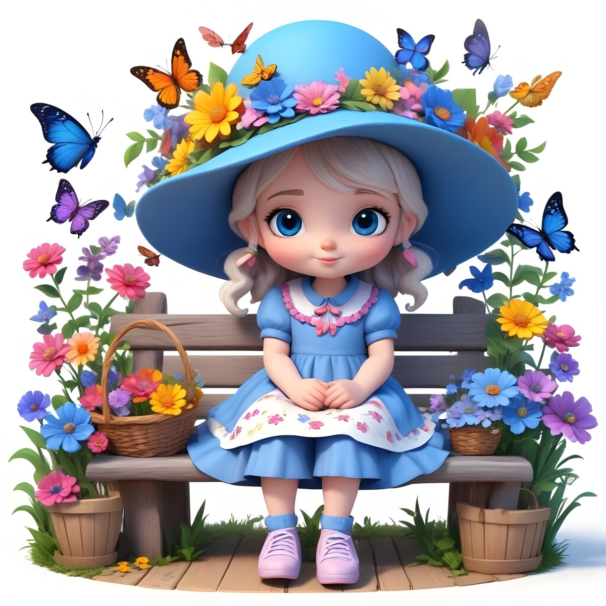 Adorable Cartoon Style A Young Girl With Large Blu 28 9412