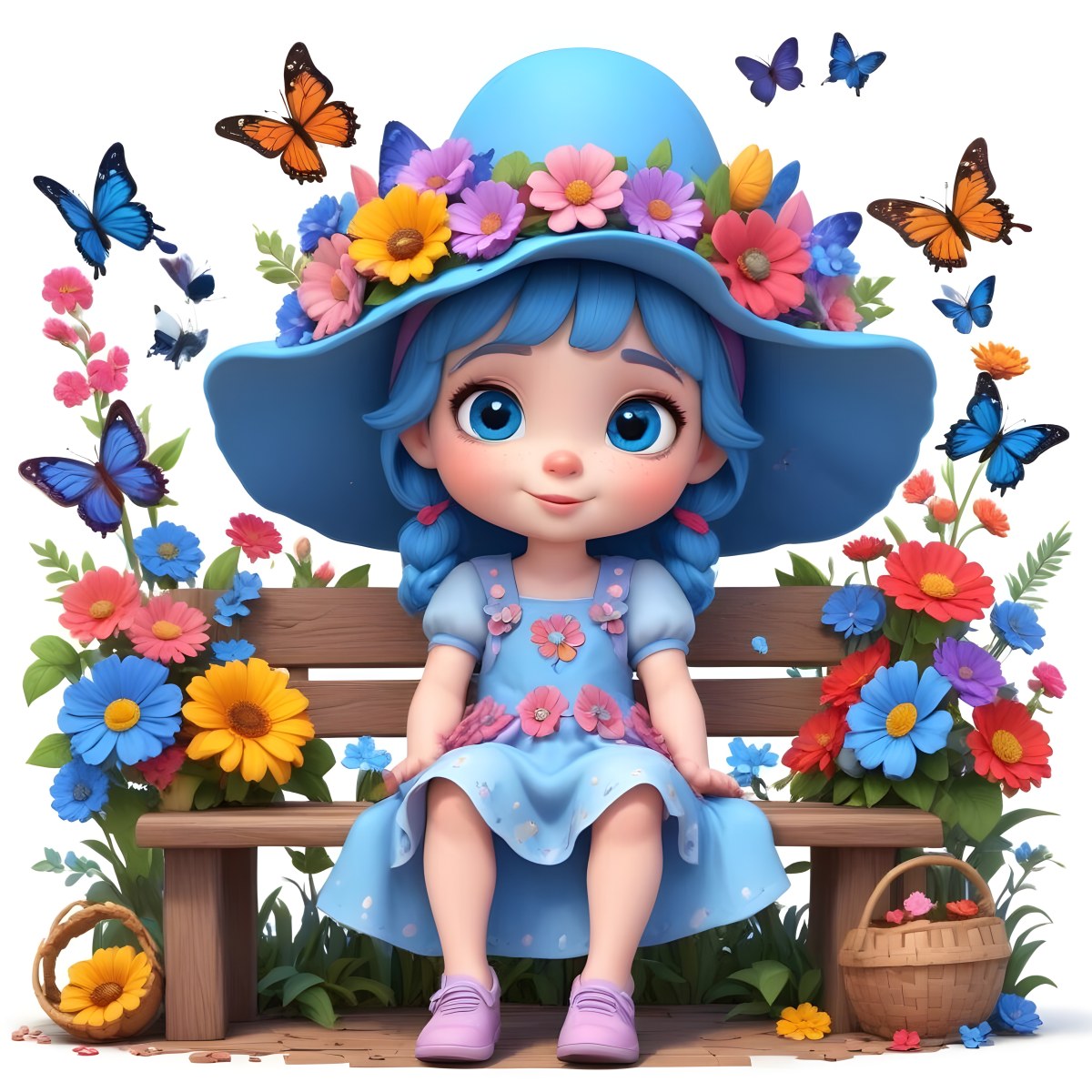 Adorable Cartoon Style A Young Girl With Large Blu 37 8963